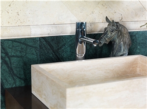 Beige Travertino Romano Carved Basin, Travertino Romano Travertine Sinks & Basins