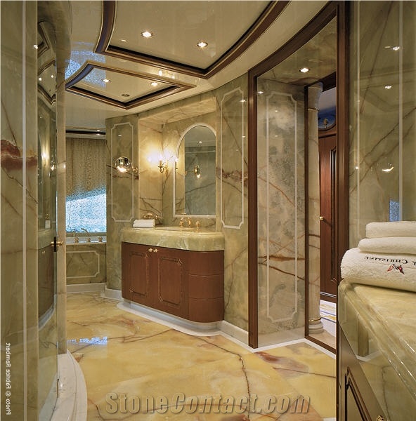 Lady Christine Private Yacht Bath Design with Green Onyx