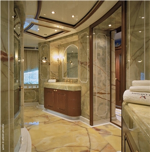Lady Christine Private Yacht Bath Design with Green Onyx