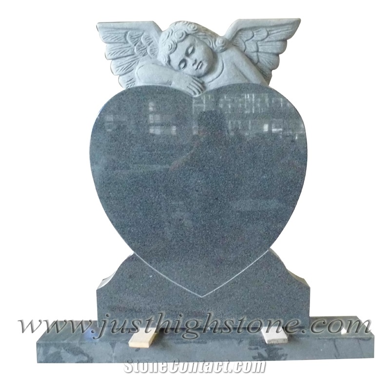 Bahama Blue Granite Angel Monument & Tombstone, Heart Monument & Tombstone,Engraved Monument & Tombstone