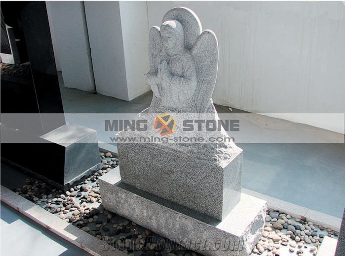 China Grey Granite Angel Design Western Style Monument