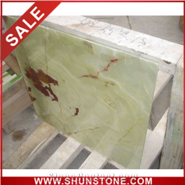 Green Onyx Laminated Slabs Composite Tiles for Decoration