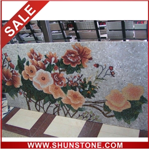 marble art work& china flower flower art work