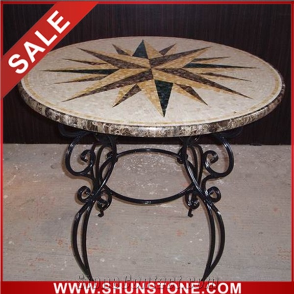 Marble Mosaic Medallion Table,Mosaic Polished Round Table Top