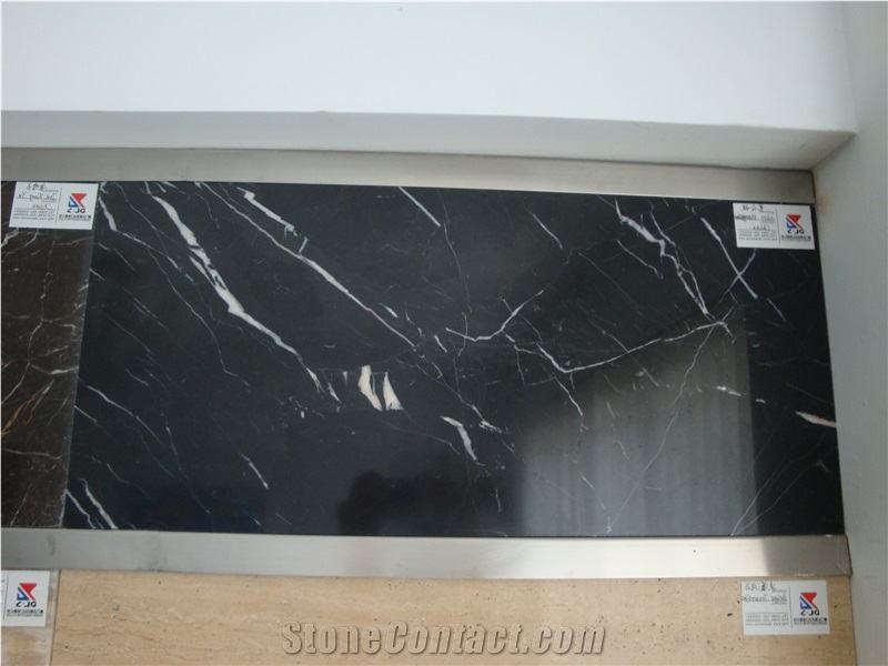 China Nero Marquina Black Marble Polished Tiles