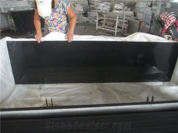 China Popular Mongolia Absolute Nero Black Basalt Polished Countertop, Kitchen Bar Desk Bench Custom Worktops with Round/Bullnose Edge Profile, Natural Building Stone Solid Surface, Factory Wholesaler