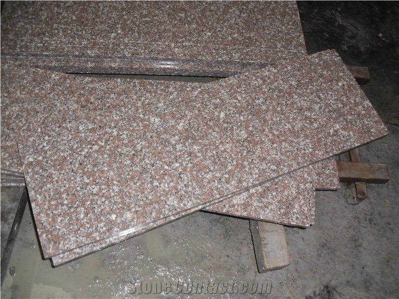 Hot Sell Polished G687 Peach Red Granite Stone Stairs, G687 Granite Stairs & Steps