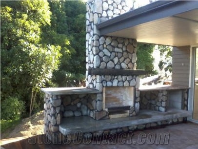 River Stone for Walling, Natural Surface, Rounded, Back Sawn Stones