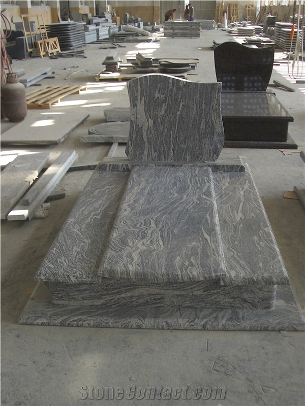 China Juparana Poland Tombstone, Grey Granite Monument & Tombstone