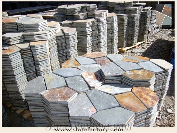 Brown Slate Flagstone, Meshed Paver Stone 7 Pieces Type