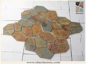 Brown Slate Flagstone, Meshed Slate Stone 7 Pieces Type