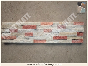 Cultured Stone Veneer, Pink and White Quartzite Ledge Stone Walling, Pink and White Quartzite Ledgestone Panel