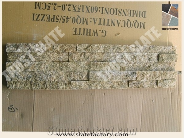 Cultured Stone Veneer, Sesame Gold Quartzite Ledge Stone Walling, Sesame Gold Quartzite Ledgestone Panel