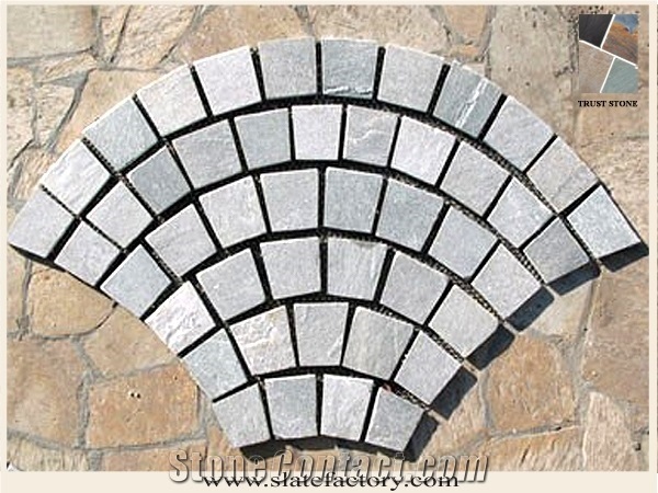 Fan-Shaped Mesh Slate Stone, Fan Shape Mesh Paver Stone