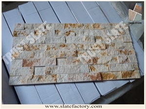 Gold Travertine Ledge Stone, Culture Stone, Stacked Stone, Wall Cladding, Veneer Stone Panel
