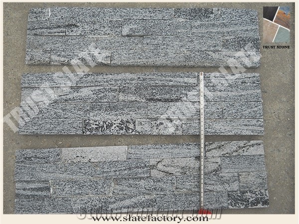 Gray Grantie Ledge Stone, Culture Stone, Stacked Stone, Wall Cladding, Veneer Stone Panel, Gray Grantie Granite Wall Cladding