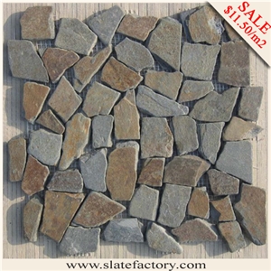 Multicolor Slate Mosaic Stone Tile Patterns, China Multicolor Slate Mosaic