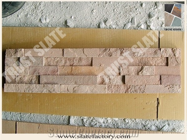 Pink Sandstone Cultured Stone Veneer,Sandstone Ledge Stone Walling, Sandstone Ledgestone Panels