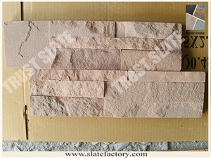 Sandstone Cultured Stone Veneer, Pink Sandstone Ledge Stone Walling, Pink Sandstone Ledgestone Panel