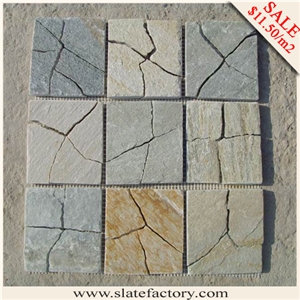 Split Stone Mosaic Patterns, China Beige Slate Mosaic Patterns