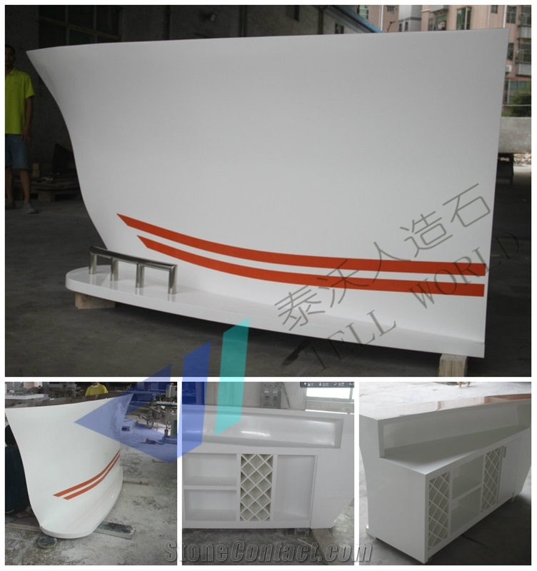 Fancy Boat Shape Decorative Reception Counter Office Furniture Designs