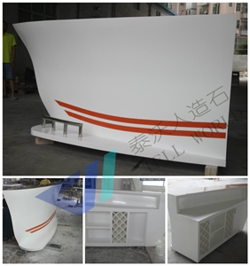 Fancy Boat Shape Decorative Reception Counter Office Furniture Designs