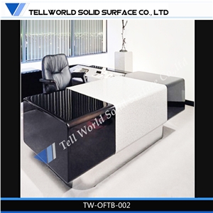 New Design High Gloss Ceo Office Desk in Black and White