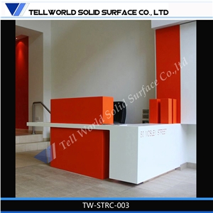Tw Modular Rred and White Marble Stone Office Reception Counter Reception Desk