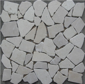 Cheap Natural Wooden White Marble Chipped Mosaic Tiles