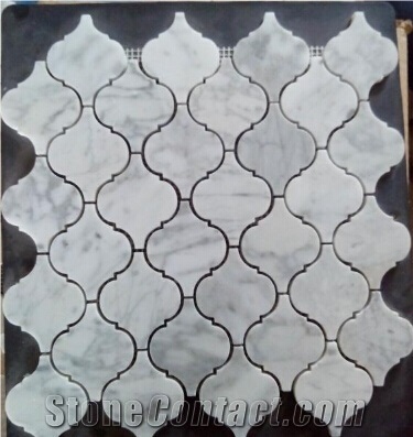 Hot Sell Bianco Carrara Marble Mosaic Tiles for Floor, China Factory Calabash Shape Mosaic Tile