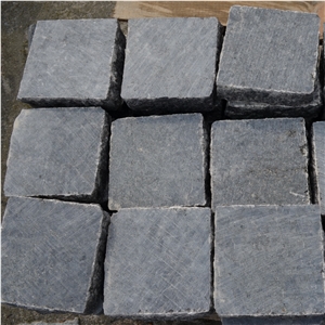 Black Labradorite Pavers with a Stab Edges, Volga Blue Granite Cube Stone & Pavers