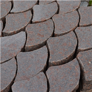 Red Granite Pavers with a Stab Edges