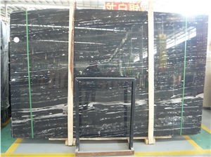 Silver Dragon Black Portoro Natural Marble Slabs