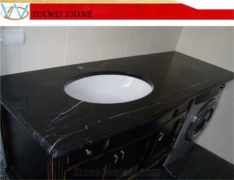 China Black Marquina Marble Bathroom Countertop