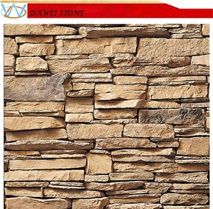 Yellow Natural Slate Cultured Stone Walling Cladding Veneers Panels