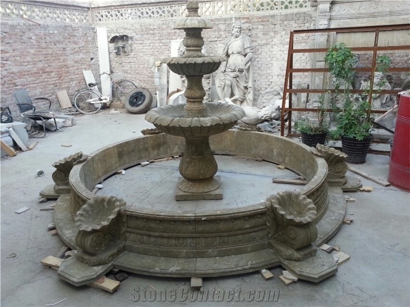 Antique Stone Fountain, Brown Marble Fountain