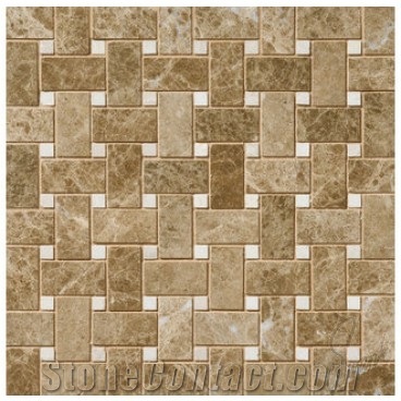 Polished China Emperador Light Marble Mosaic, Light Emperador Marble Basketweave Mosaic, China Brown Mabrle Wall Mosaic