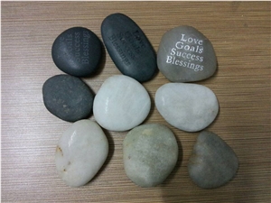 Pebble Stone Engraved Words, Black Pebble & Gravel