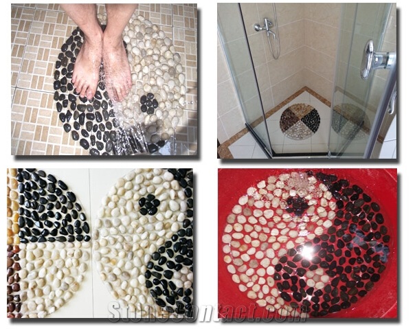 Pebble Stone Mat, Bathroom Massage Pebble Mats