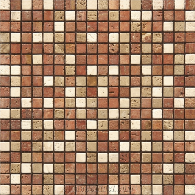 Travertine Mosaic Tile T004, Beige Travertine Mosaic