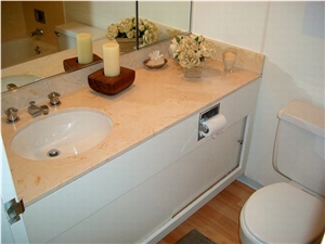 Beige Marble Tops for Bathroom, Natural Stone Bathroom Top