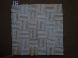 Beige Quartzite Linear Strips Mosaic Pattern for Interior Wall Covering Decoration