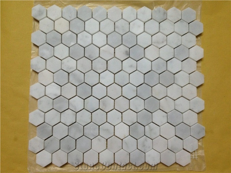 China Eastern White Marble Hexagon Shape Mosaic Pattern for Interior Wall Cladding Covering Decoration Tv Wall Background Design