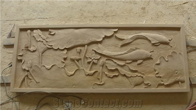 China Yellow Sandstone Tree Sculptures,Garden Sculptures,Animal Sculptures and Relief