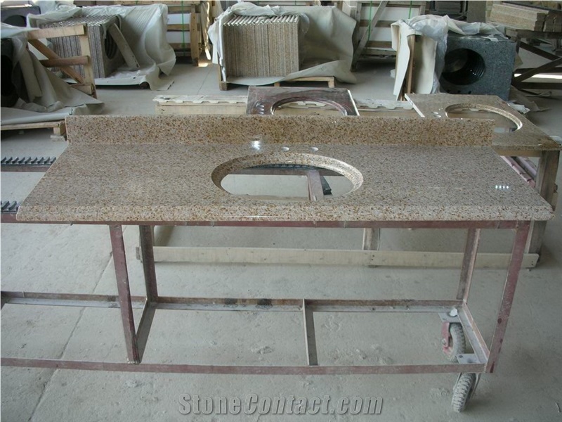 G682 Sunset Gold Granite Dupont Edge Bathroom Vanity Tops Countertops Worktops for Bathroom