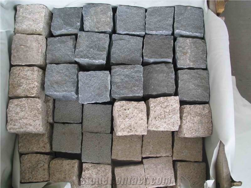 Grey Granite Cube Stone
