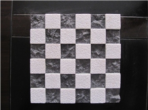 Natural Black Slate & White Marble Square Shape Mosaic Pattern for Interior Wall Cladding Covering Decoration Tv Wall Background Design