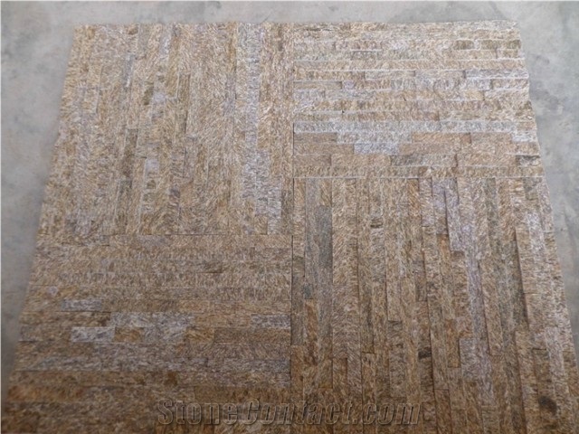 Natural Tiger Skin Yellow Granite Cultured Stone，Ledge Stone Veneer for Wall Cladding Covering Decoration