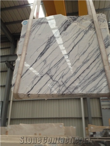 Turkey Ice Jade White Marble Slabs with Grace Black Vein for Interior Lobby / Wall Cladding Flooring Decoration