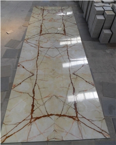 Backlit White Onyx Slabs Panel Tiles for Hotel Flooring